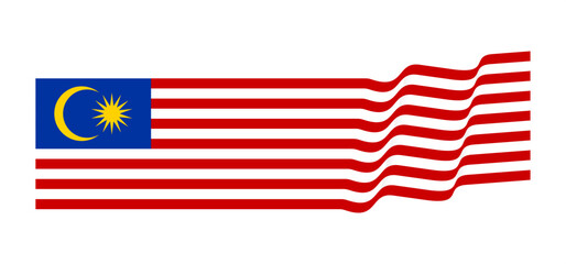 Malaysia flag waving style. Malaysia national flag. Vector illustration. 