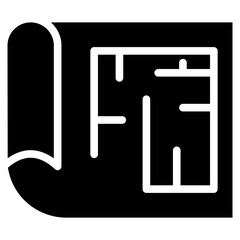 Minimalist Glyph House Plan Blueprint Icon