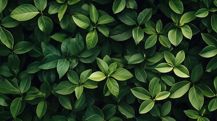 Detailed Close-Up of Green Foliage and Leaf Textures in Nature