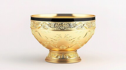 Elegant Golden Trophy Cup Isolated on White Background