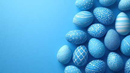 Elegant blue easter eggs with intricate patterns for spring festivities