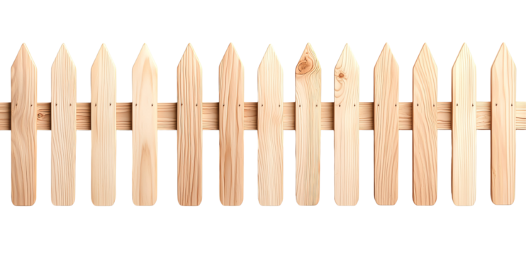 A rustic wooden fence with pointed tops, ideal for enhancing garden aesthetics or marking property boundaries, adds charm and character to outdoor spaces.