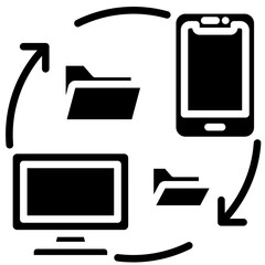 Sync File Media and Sharing Glyph Black Fill Vector Icon