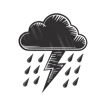 black cloud rain lightning sketch clip art preview