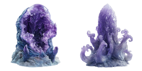 Eldritch dimensions chalcedony entity isolated on transparent background, PNG die-cut, Set of