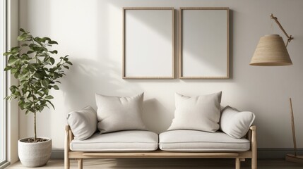 Cozy modern living room with neutral sofa and minimalist decor