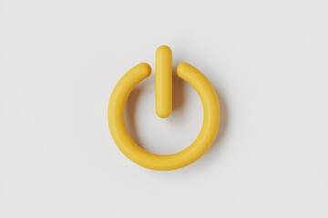 A 3D rendered yellow power button symbol on a white background.