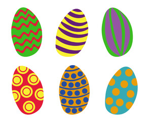 Set of Easter eggs with geometric patterns in doodle style for holiday design
