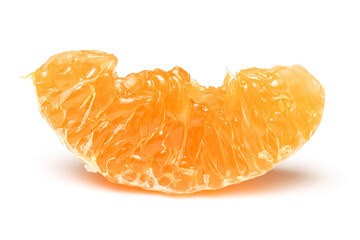 close up of orange pulp beautiful skin isolated white background