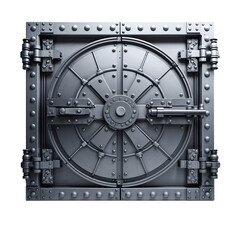 Metallic Bank Vault Door Illustration, Isolated on Transparent Background