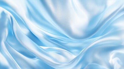 Obraz premium Smooth flowing light blue silk fabric with gentle waves