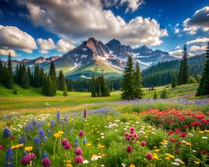 Fototapeta premium Alpine meadow in the mountains.