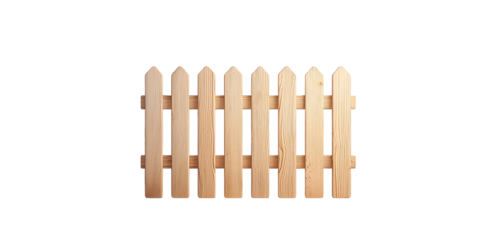 A simple wooden fence with a classic picket design, ideal for enhancing outdoor spaces. Its natural finish adds warmth and charm to gardens and backyards.