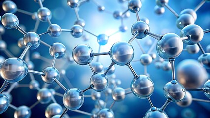 Realistic Molecular Structure with Transparent Atoms and Glowing Bonds on a Soft Gradient Background for Scientific Innovation
