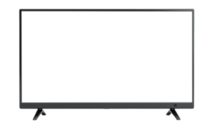 Flat screen television with transparent screen for placing image. Isolated on transparent background. Cutout.