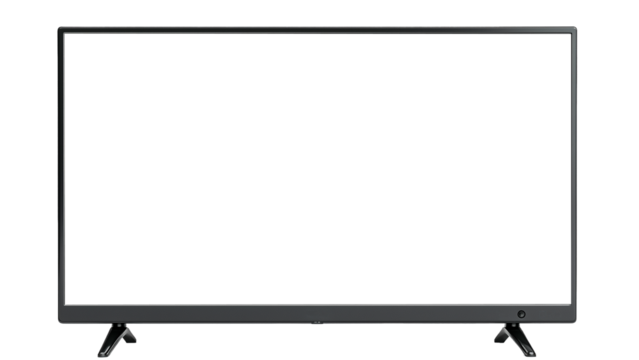 Flat screen television with transparent screen for placing image. Isolated on transparent background. Cutout.