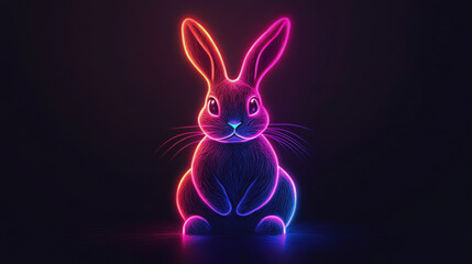 Neon Glowing Easter Bunny Art