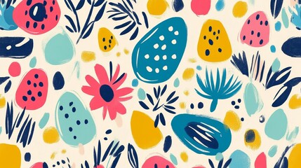 Fototapeta premium Bold memphis style colorful easter pattern