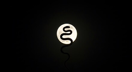 Dark night, full moon, celestial snake silhouette.