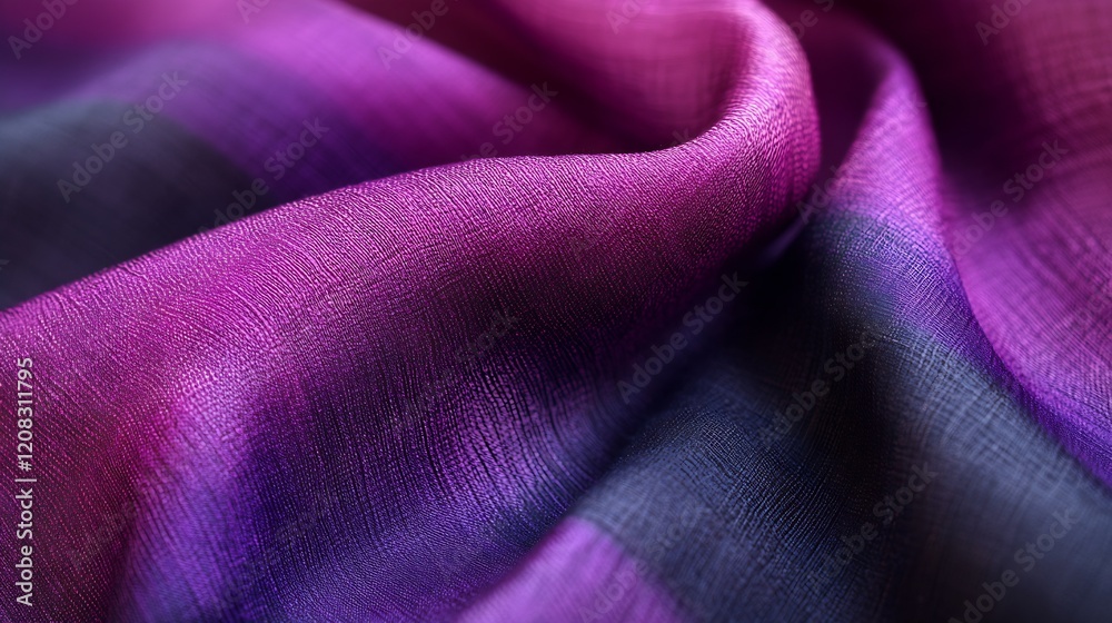 Aufkleber closeup of luxurious purple and black textile fabric with rich texture and flowing folds : generativ