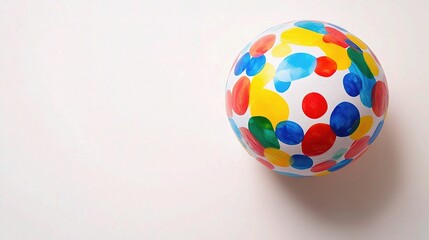 Vibrant Beach Ball with Colorful Patterns on a White Background