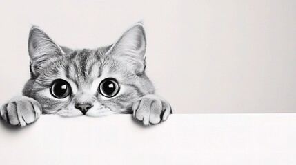 Portrait of a Silver Tabby British Shorthair Cat with Big Eyes