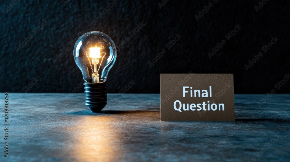 Poster a dramatic spotlight on a trivia question card with the words 
