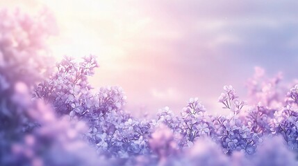 Obraz premium Soft Pastel Lilac Flowers in Full Bloom Against Gentle Background