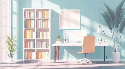 Modern Office Interior for Light and Bright Online Meetings