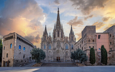 The Catedral de Barcelona view in Barcelona City of Spain