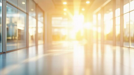 Bright Modern Office Interior with Blurred Background and Light Effects