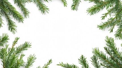 Festive Christmas Frame Wreath on White Background for Holiday Season Decorations
