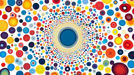Fototapeta premium Vibrant Circular Design for Backgrounds: Wide-Angle Centered Colorful Pattern