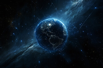 Fototapeta premium Futuristic Technology Sphere with Glowing Circuitry and AI Concept in Hands Depicting Digital Innovation and Advanced Cyber Design