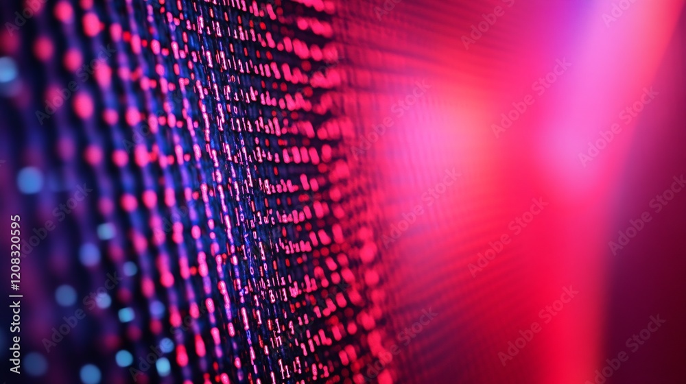 Poster digital abstract art in bright pinks and blues with close-up detail : generative ai