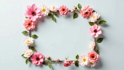Fototapeta premium Spring flowers on light background, space for text