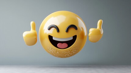3D rendering OK smiley emoji sticker with transparent background