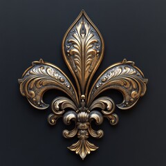 Vintage Gold and Bronze Fleur-de-Lis on Dark Background