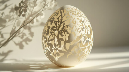 Hand-Carved Floral Easter Egg