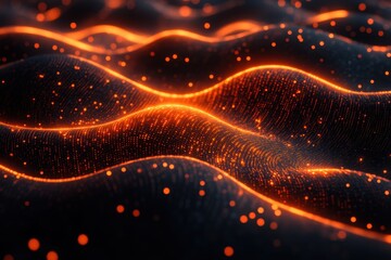 Binary Code Wave - Abstract Digital Stream of Data Flowing