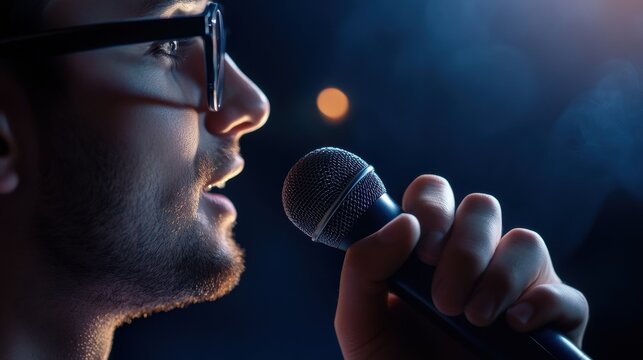 A trivia game host holding a microphone, announcing the start of a new round