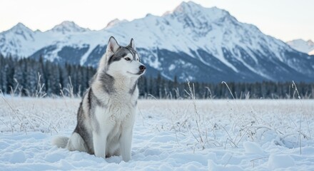 Naklejka premium husky in the snow