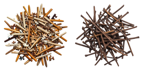 Nails puzzle isolated on transparent background, PNG die-cut, Set of