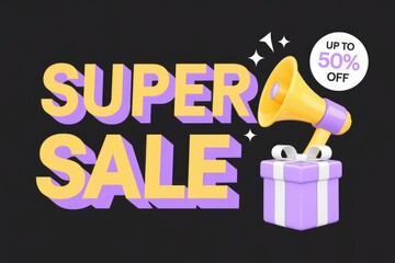 Fototapeta premium Announcing a super sale with up to 50% off on selected items!