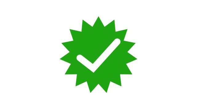 Check mark animation green color white background, green check mark