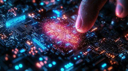 Finger activates data on circuit board