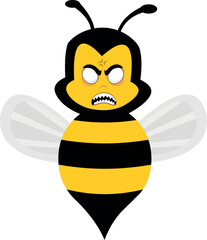 vector illustration character bee insect cartoon, with white eyes of angry expression concept, sharp teeth and hand revenge gesture