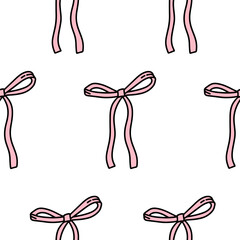 Coquette bows retro seamless pattern. Vector pink Bow knots. Holiday, party, wedding celebration, decoration, Valentine's day design pattern