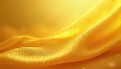 Obraz premium Close-Up of Vibrant Yellow Silk Fabric with Glistening Water Droplets in Dreamy Atmosphere