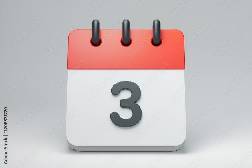 Aufkleber a 3d rendered image of a calendar showing the third day of the month.